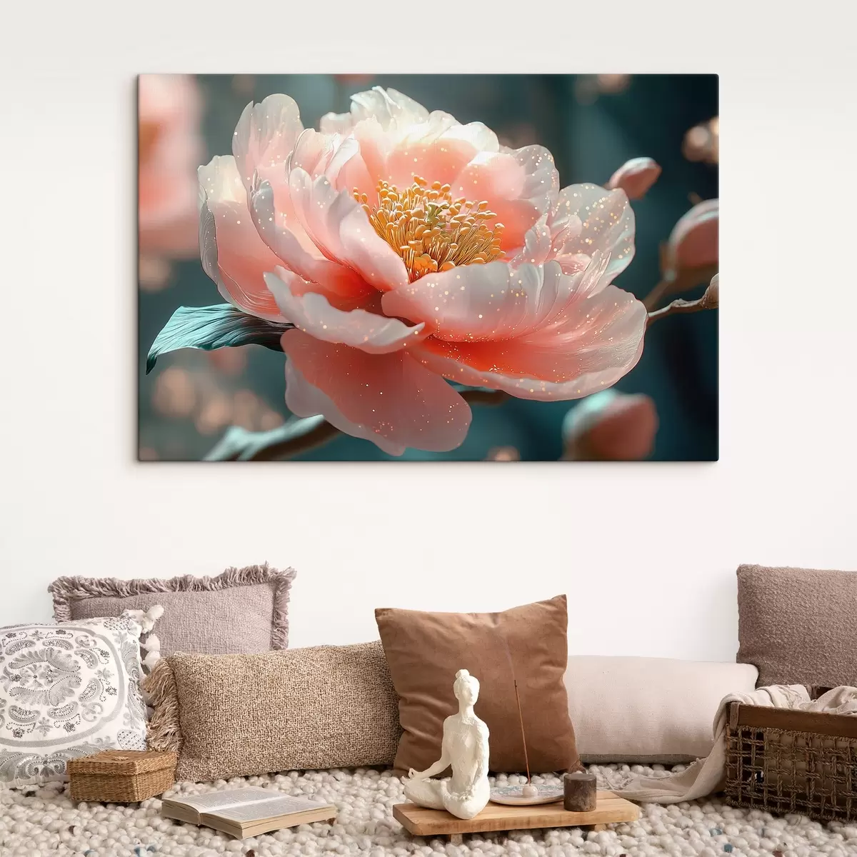 Pilt Õrn lill oksal koos päikesekiirtega s43326