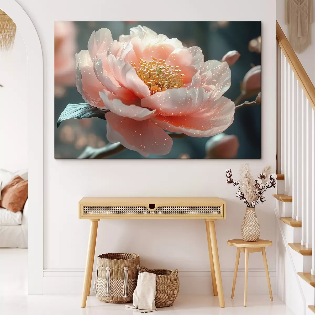 Pilt Õrn lill oksal koos päikesekiirtega s43326