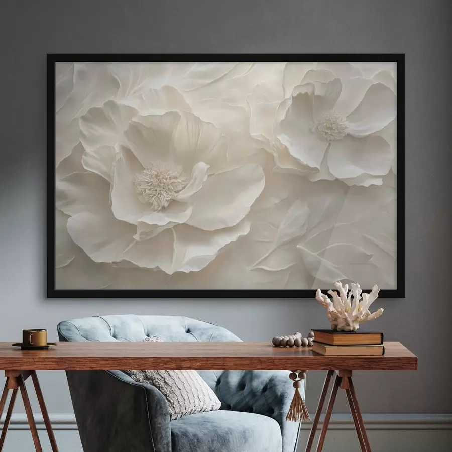 Fototapeedid Suured õhulised valged pojengid f43312