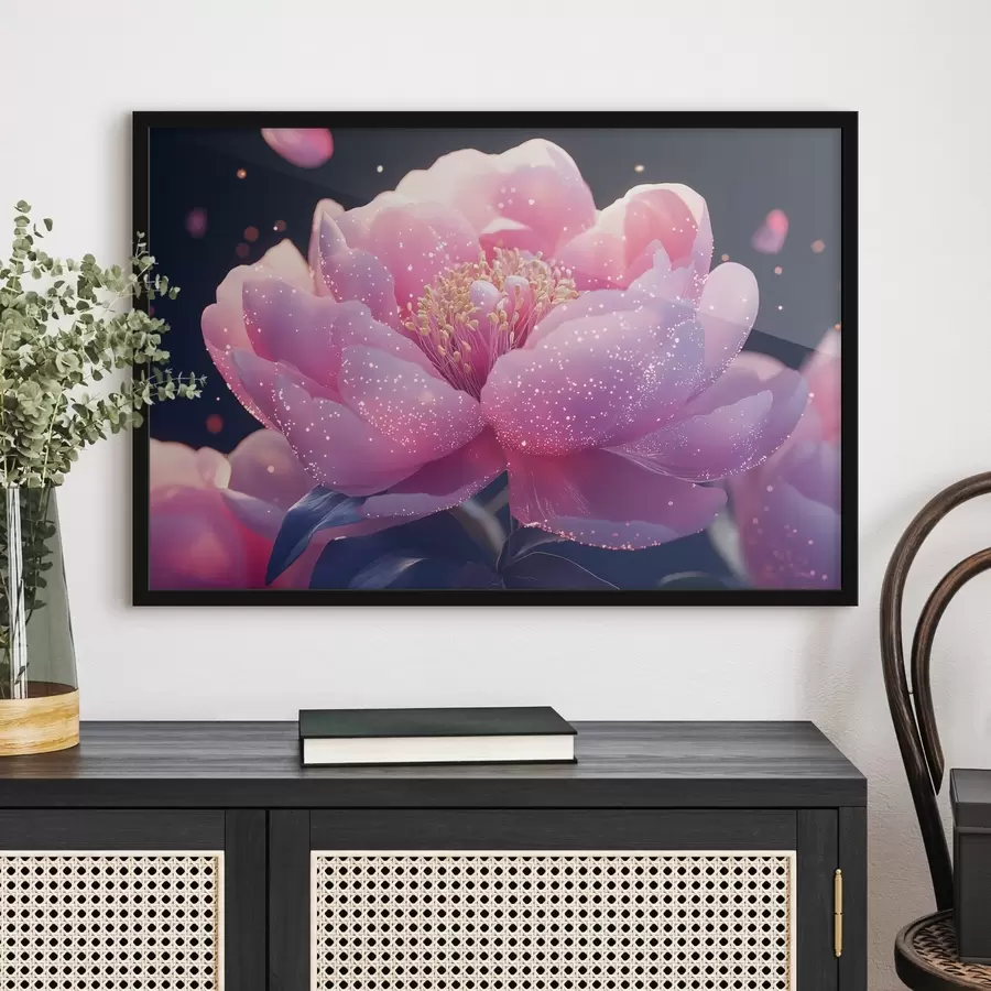 Fototapeedid Suur pehme roosa lill koos päikesekiirgusega f43327