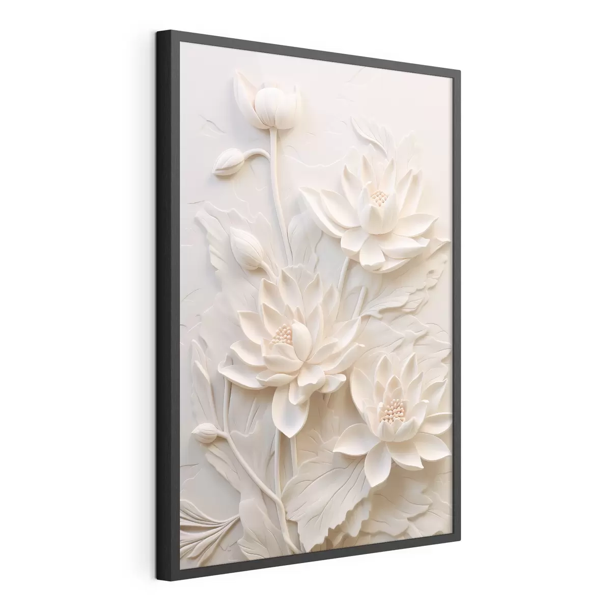 Plakat Valge liist, imitatsioon, lilled f43334