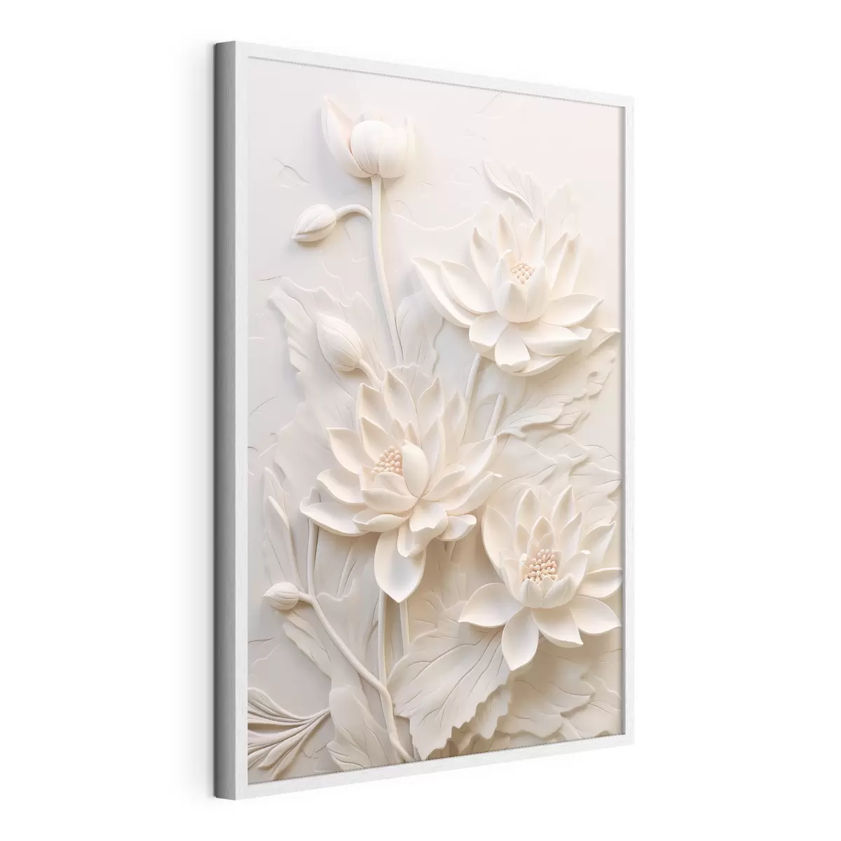 Plakat Valge liist, imitatsioon, lilled f43334