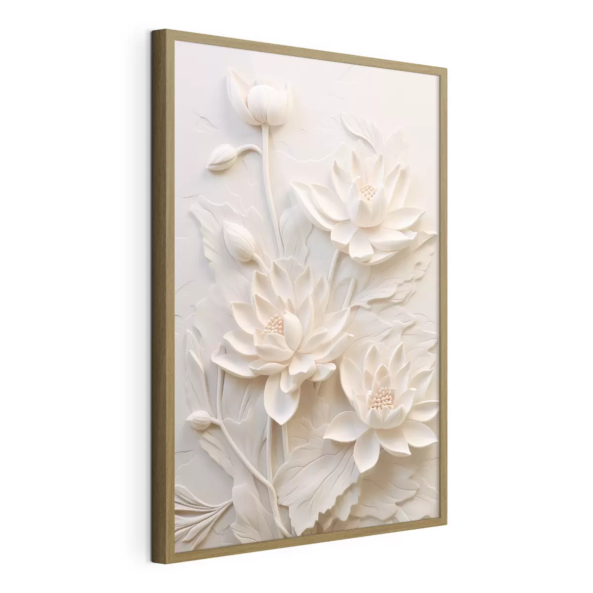 Plakat Valge liist, imitatsioon, lilled f43334