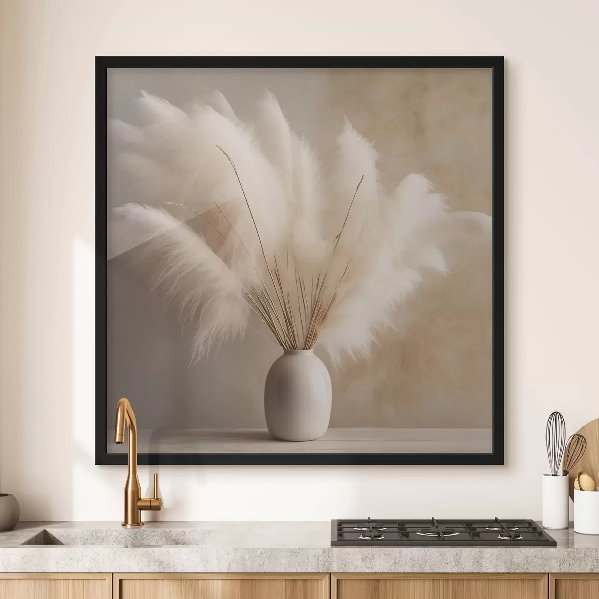 Plakat Pehmed pilliroo oksad vaasis laual f43338