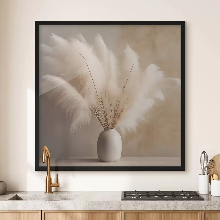 Fototapeedid Pehmed pilliroo oksad vaasis laual f43338