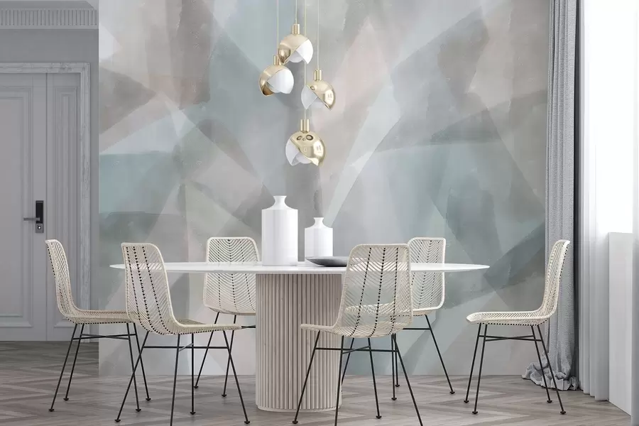 Fototapeedid Abstraktsed geomeetrilised kujundid akvarelli efektiga, pehmed pastelsed värvid w08919