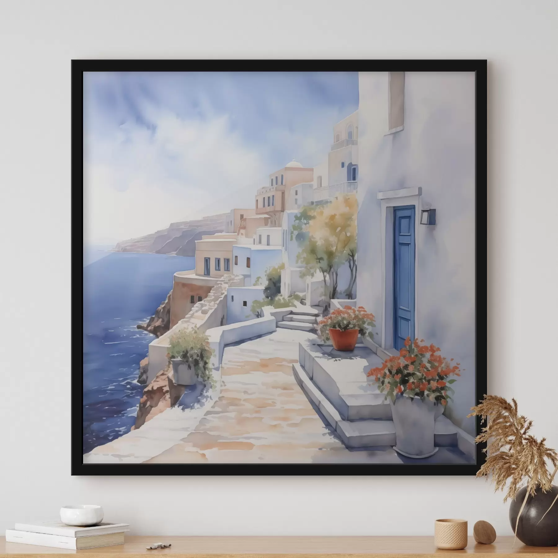 Fototapeedid Majad mere ääres akvarelli imitatsioon f43346