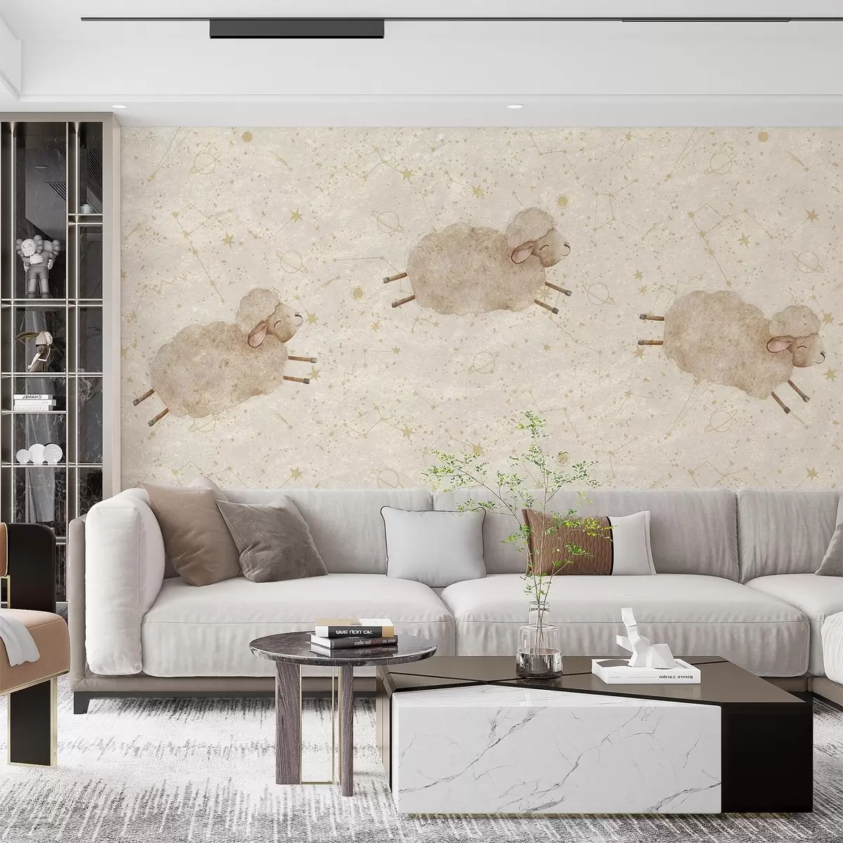 Fototapeedid Hüppavad lambad tähtede taustal w08930