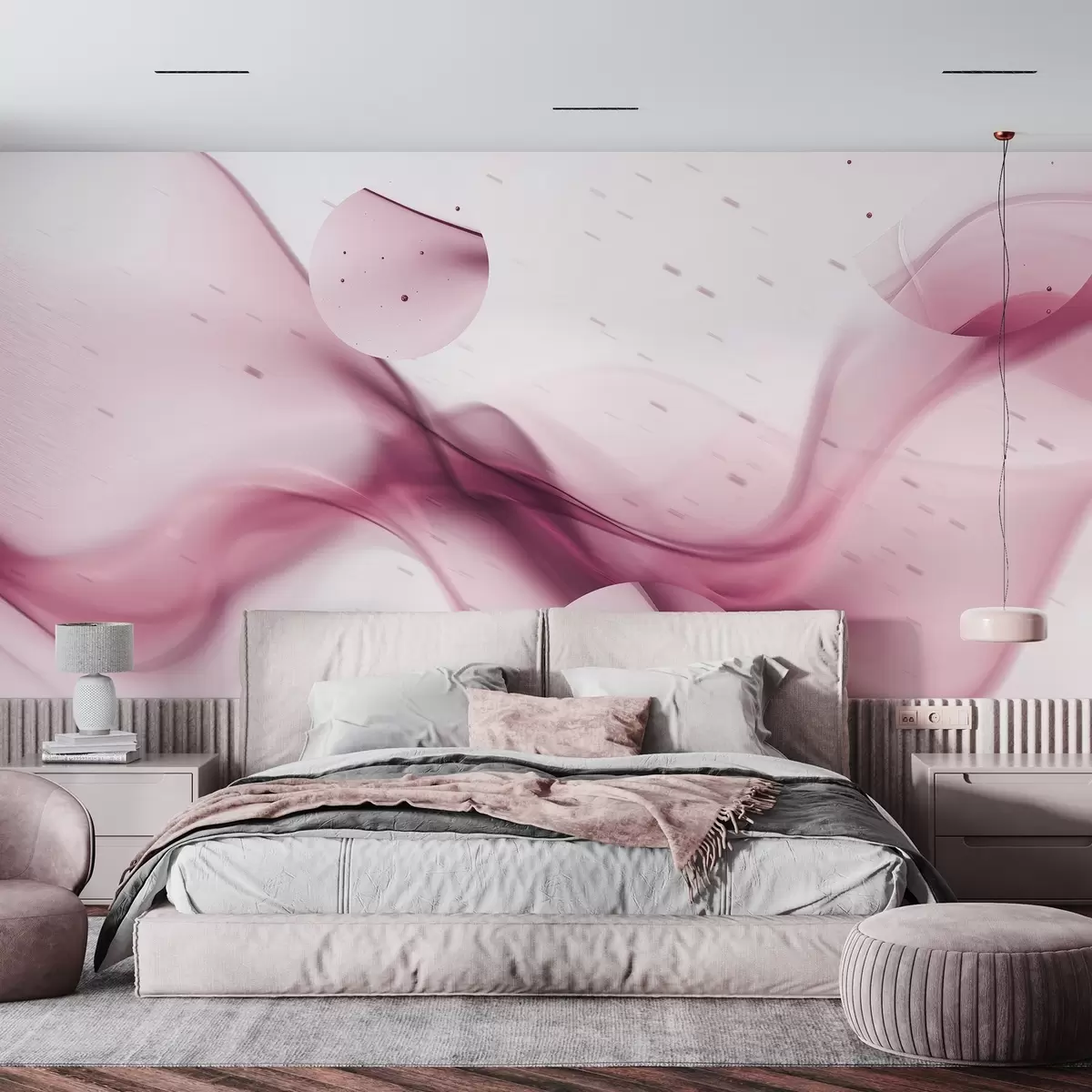 Fototapeedid Geomeetrilised lained abstraktsioon, hägune stiil, gradient, roosad värvid w03404v1
