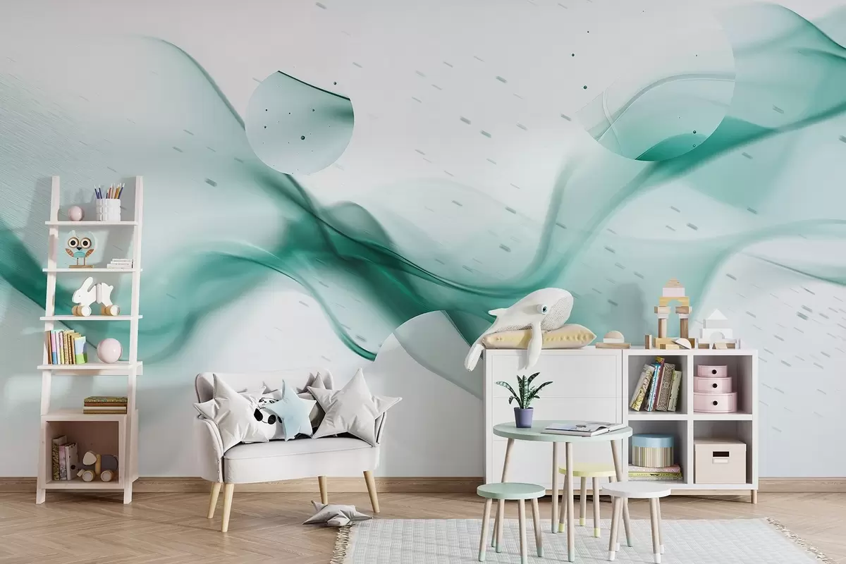 Fototapeedid Geomeetrilised lained abstraktsioon, hägune stiil, gradient, akvamariine värvid w03404v2