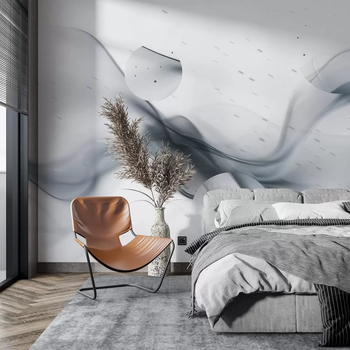 Fototapeedid Geomeetrilised lained abstraktsioon, hägune stiil, gradient, hallid värvid w03404v3