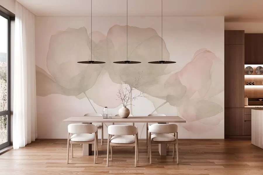 Fototapeedid Ilusad lilled, pehmed pastellid, minimalism, naturaalne, rustikaalne, beež ja roosa w03407v1