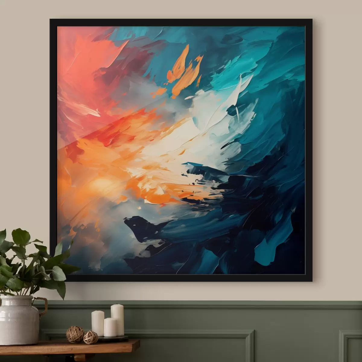 Plakat Abstraktne maalimine suurte ekspressiivsete pintslitõmmetega f43363