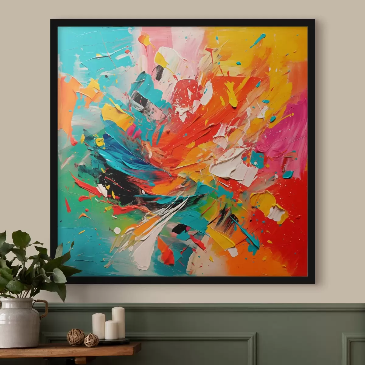 Plakat Abstraktne värviline imitatsioon pintslitõmbedega f43377