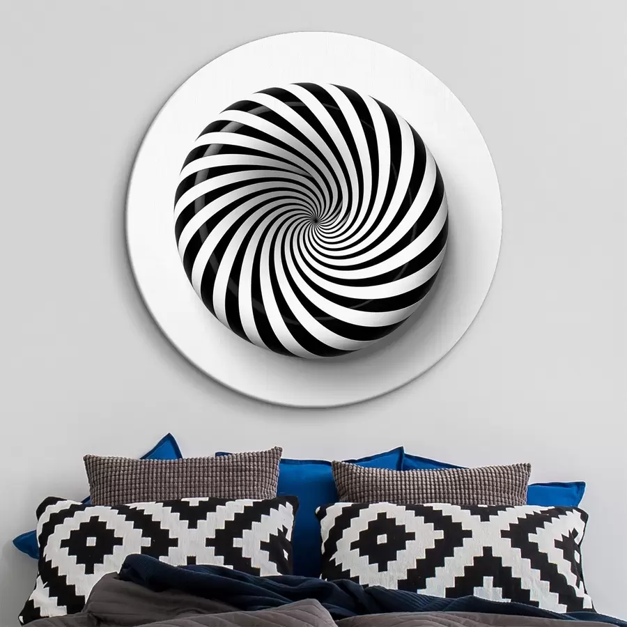 Pilt Geomeetriline keerlev graafika, must graafika valgel taustal r43376