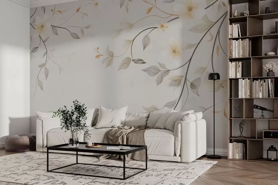 Fototapeedid Lillede ja lehtedega rippuvad oksad w03439