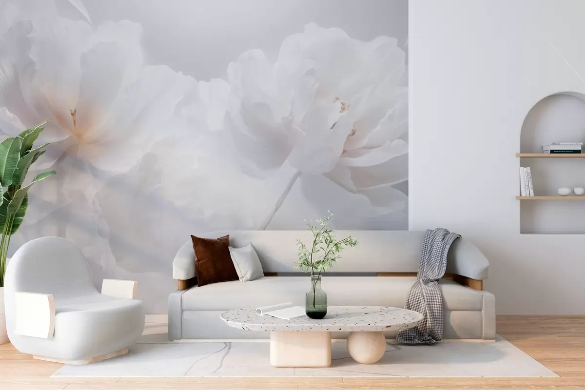 Fototapeedid Õitsevad heledad lilled heledal taustal w03443