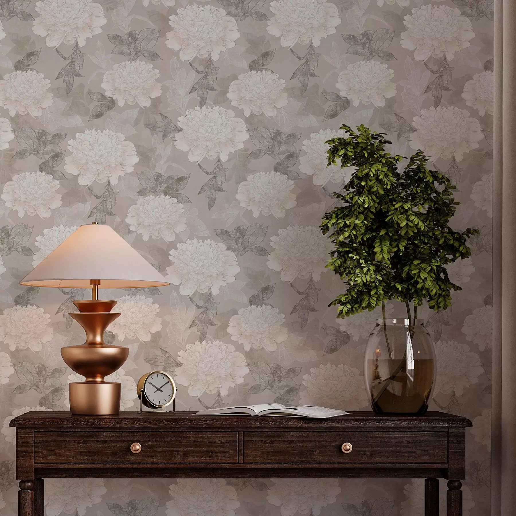 Fototapeedid Heledad ploomid ja lehed grunge stiilis a00005