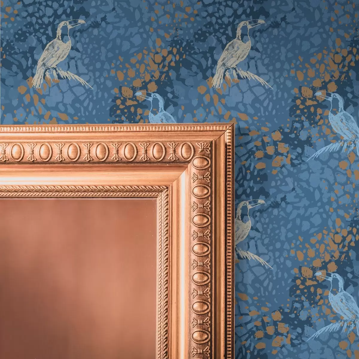 Tapeet Sinised ja valged linnud sinisel taustal a00009