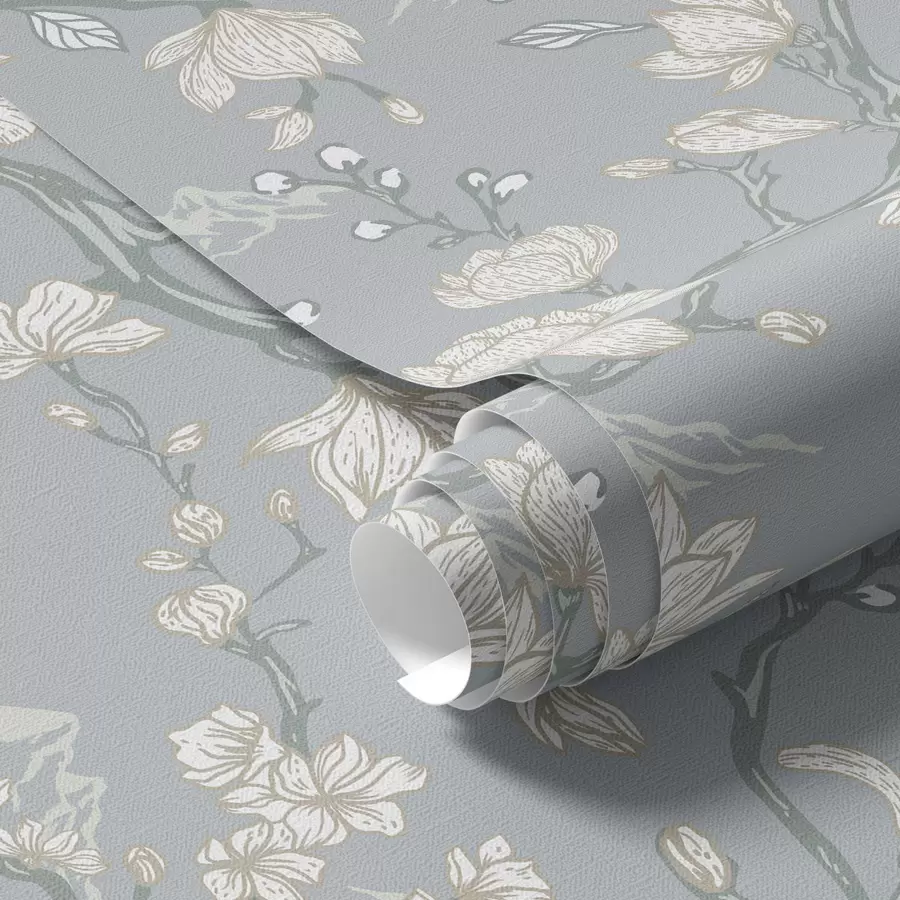 Fototapeedid Valged lilled okstel ja mägedel sinisel taustal a00021