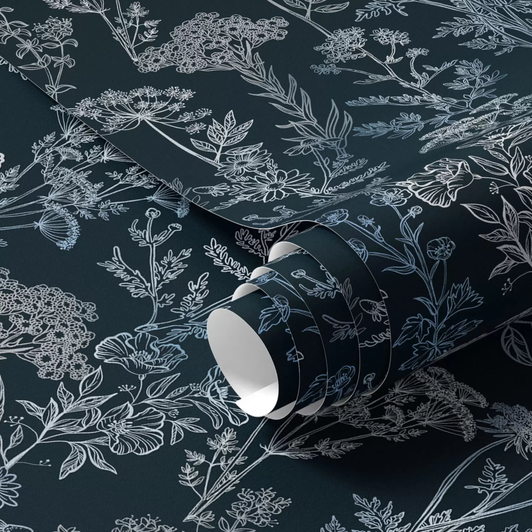 Fototapeedid Valged ja sinised taimed tumedal taustal a00029