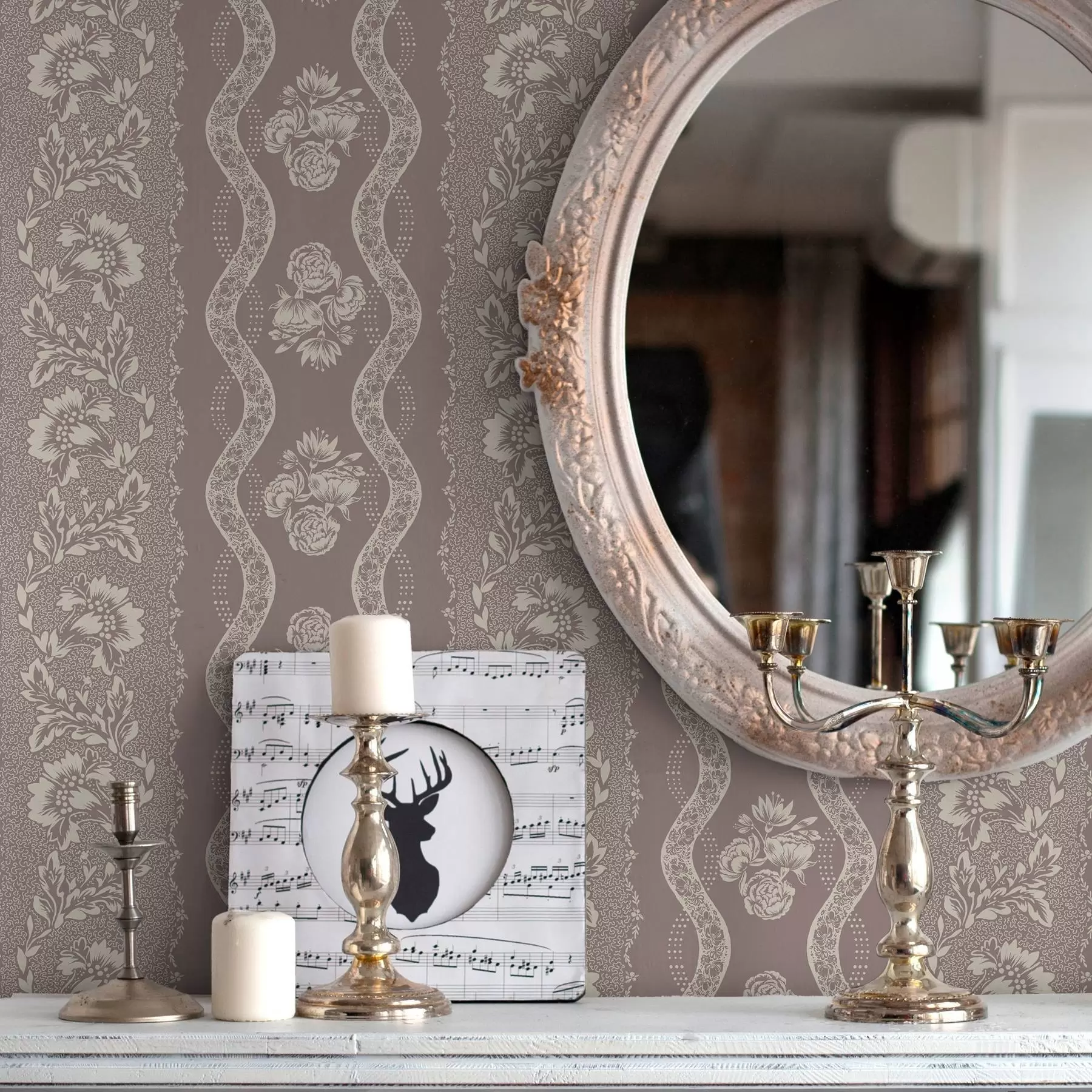 Fototapeedid Õrn geomeetriline ornament lillede ja kumerate joontega a00033