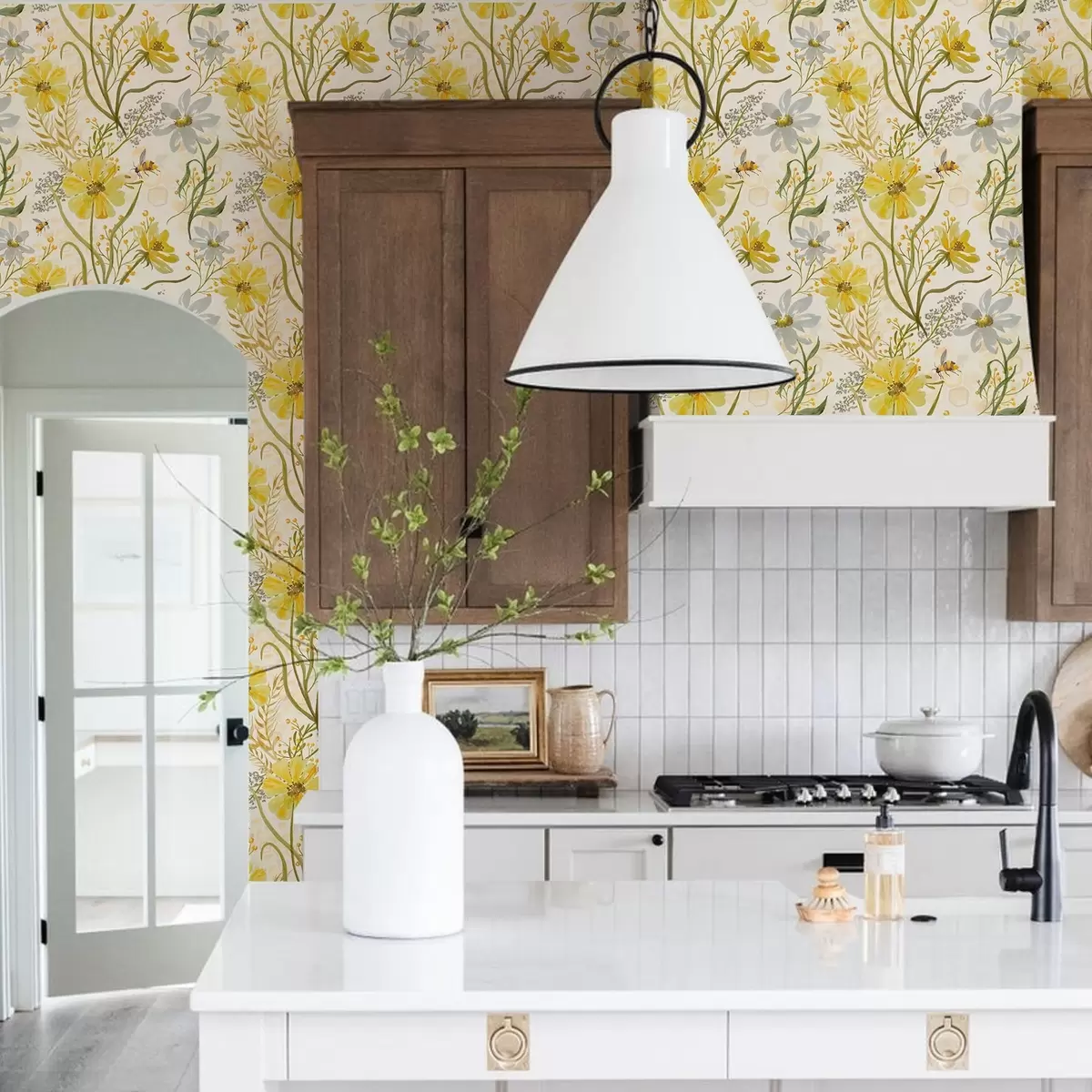 Tapeet Helge lillekompositsioon kollase värviga a00045