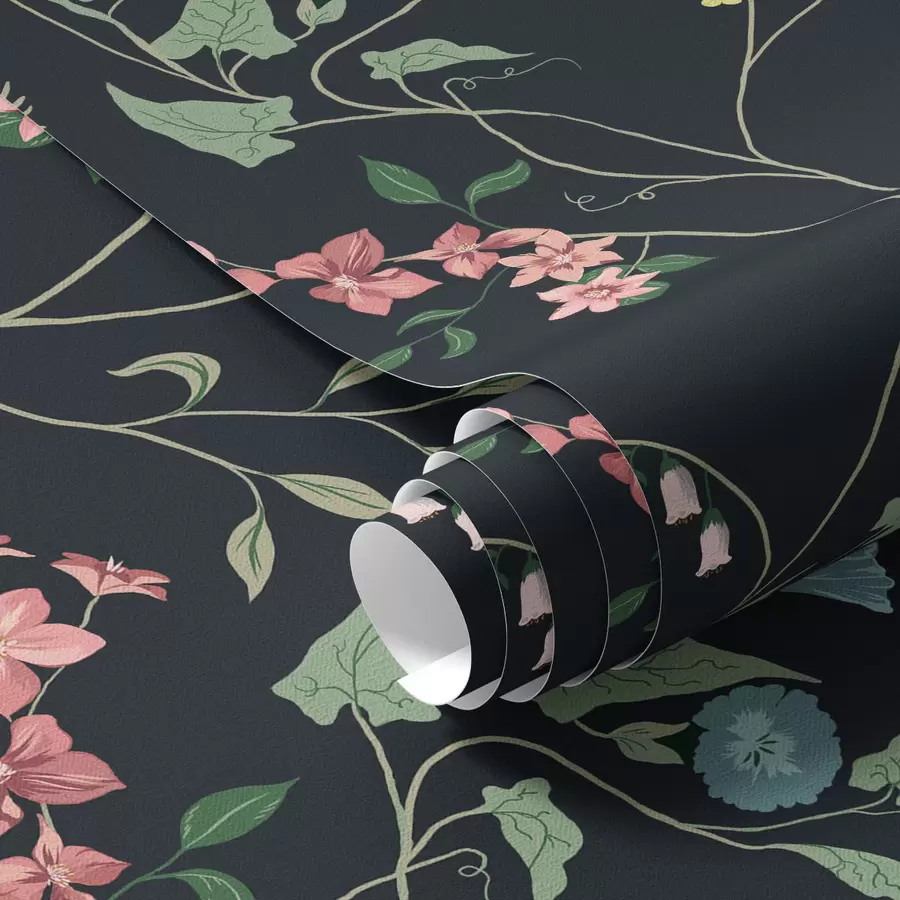 Fototapeedid Lilled, lehed ja varred tumedal taustal a00047