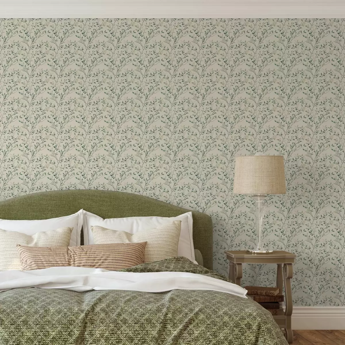 Tapeet Õrnalt keeratud oksad koos lehtedega a00071