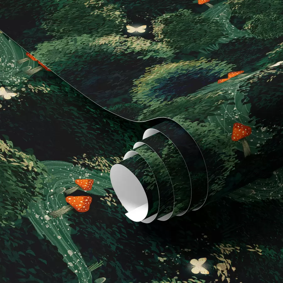 Fototapeedid Lopsakad puukroonid ja värvilised seened a00087