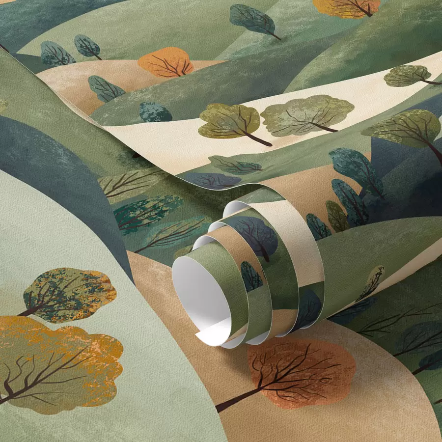 Fototapeedid Naljakad künkad koos puudega a00091