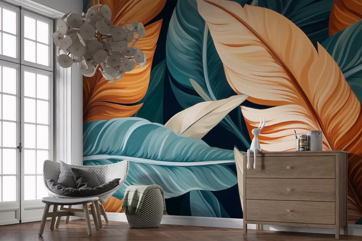 Fototapeedid Abstraktsed troopilised lehed w03421