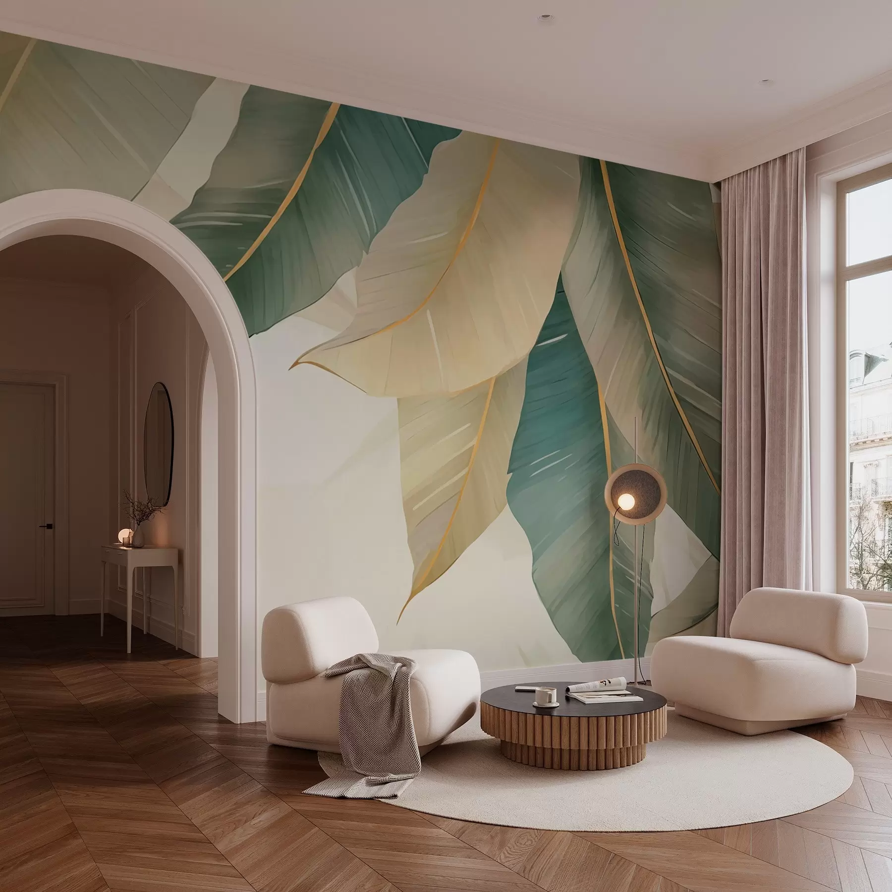 Fototapeedid Rohelised troopilised lehed w03433