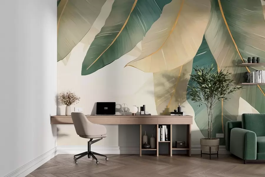 Fototapeedid Rohelised troopilised lehed w03433