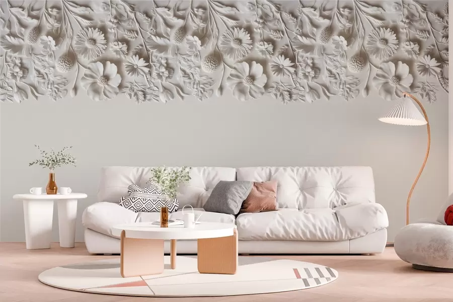 Fototapeedid Imitatsioon reljeefsete lillede peal piimavärviga w03398v1