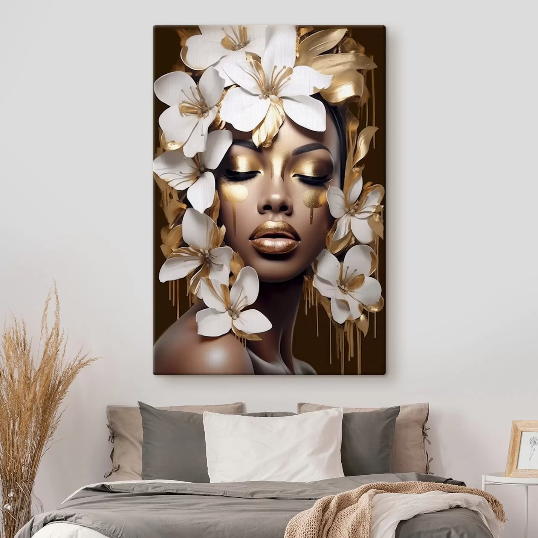 Pilt Naise portree koos lilleelementidega s43417