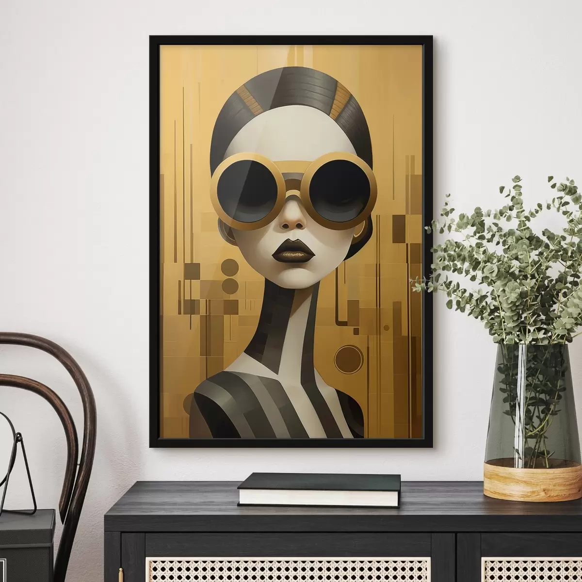 Plakat Dekoratiivne naisportree retro stiilis f43415