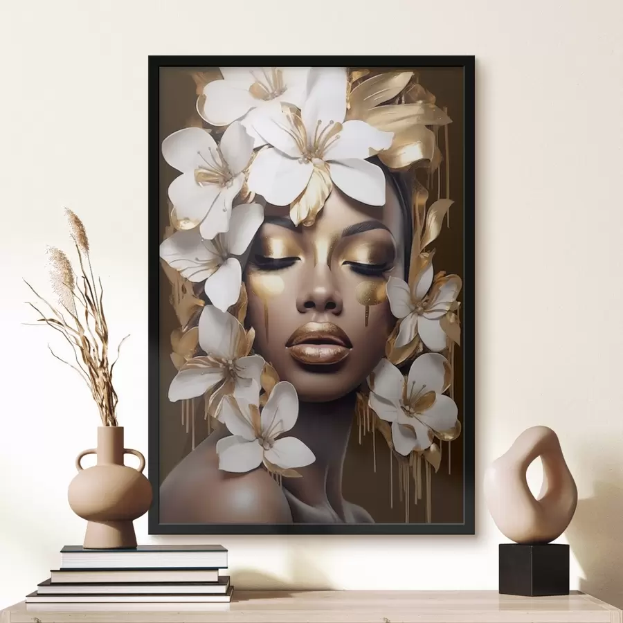 Fototapeedid Naise portree koos lilleelementidega f43417