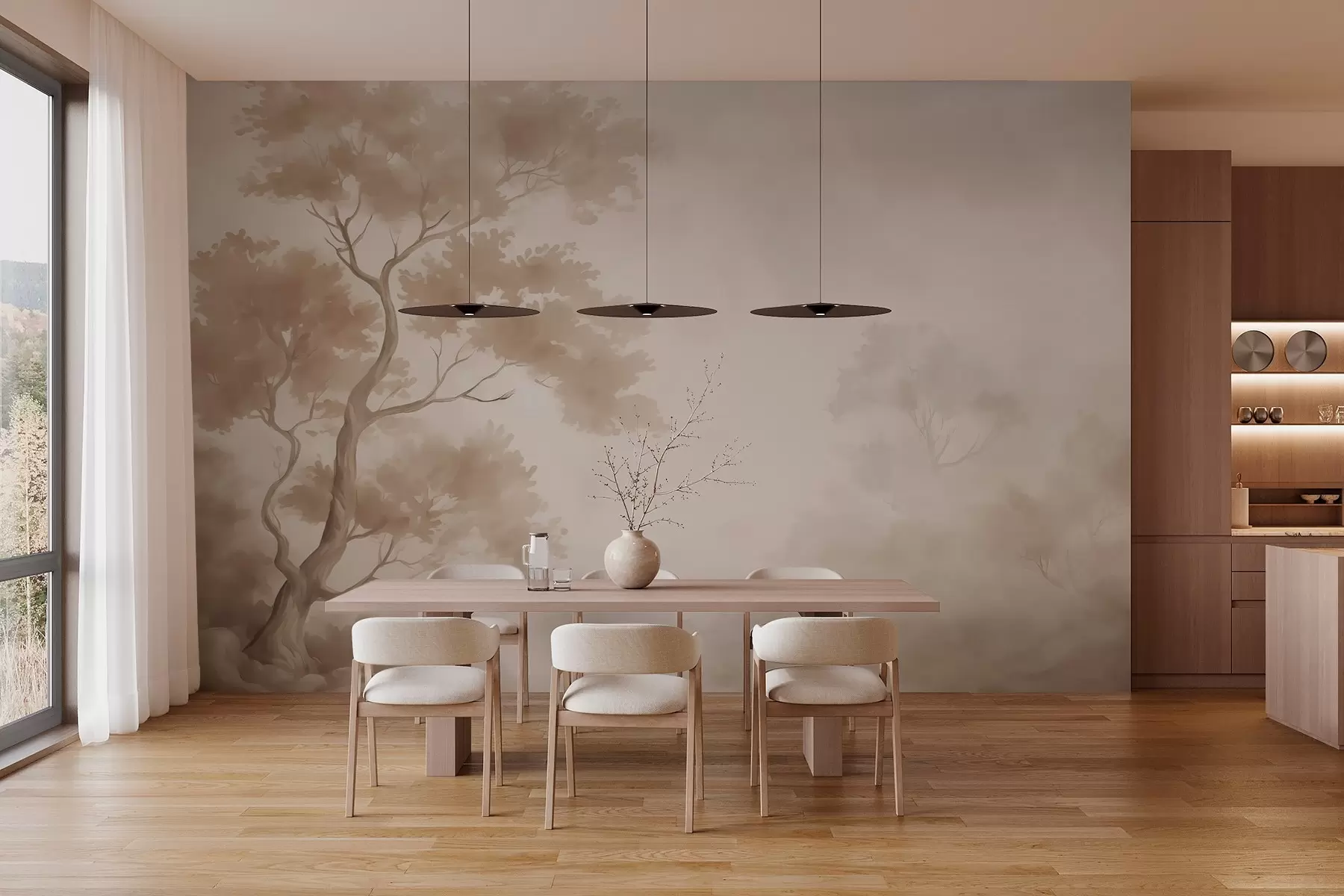 Fototapeedid Puu imitatsioon hägune akvarell w03471