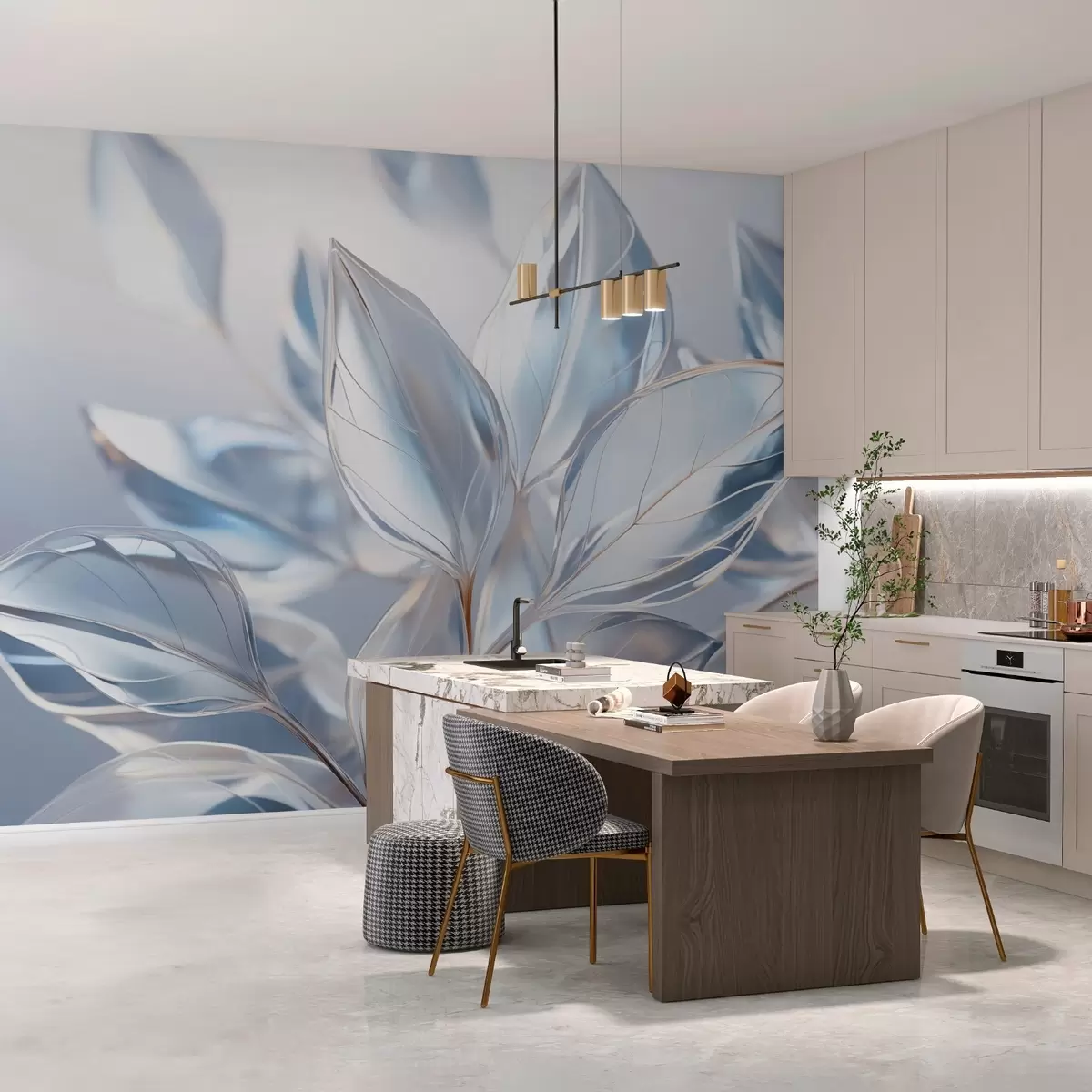 Fototapeedid Suured lehed siniseid toone w03472