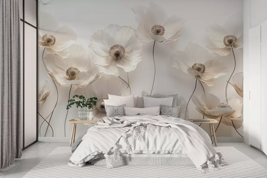 Fototapeedid Õrnad lilled pastelsetes beežides toonides w03518