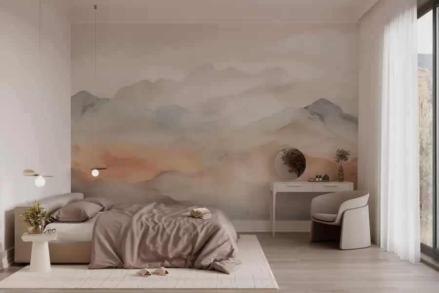 Fototapeedid Pehmete värvidega udused mäed w03535
