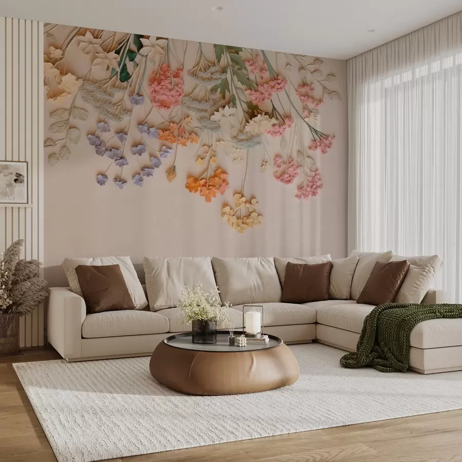 Fototapeedid Rippuvad mahukad metsalilled beežil taustal w08940