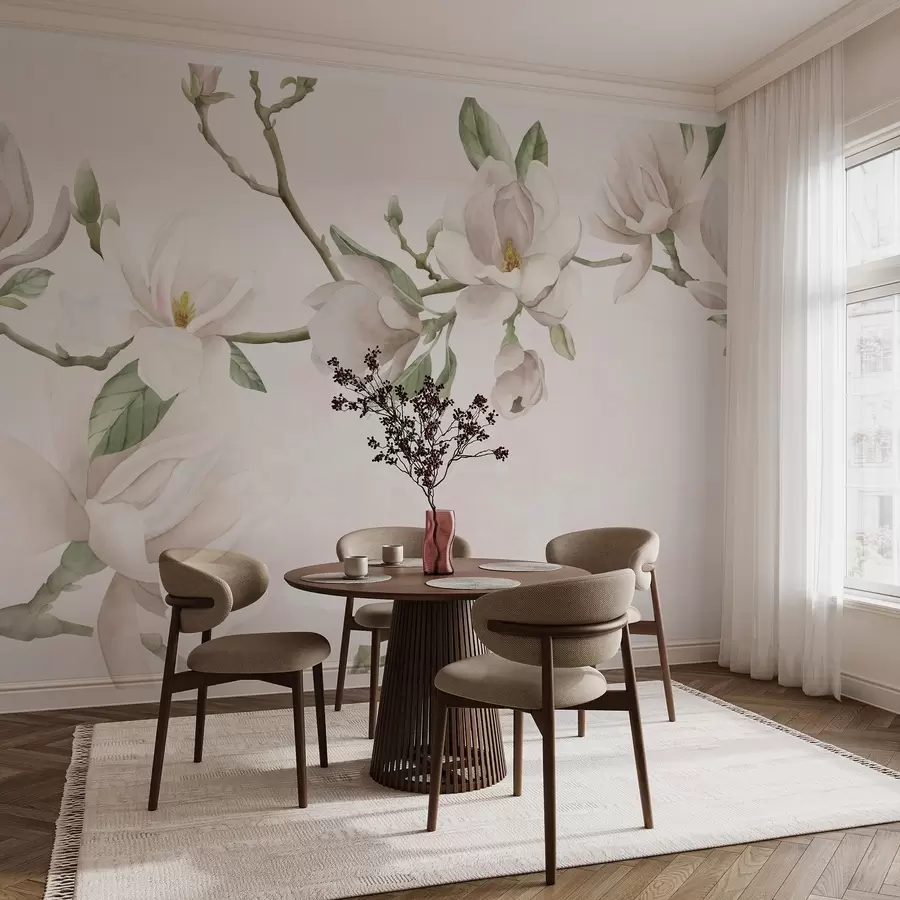 Fototapeedid Õitsevad Magnoolia oksad pehmete pastelsete toonidega w03542v1