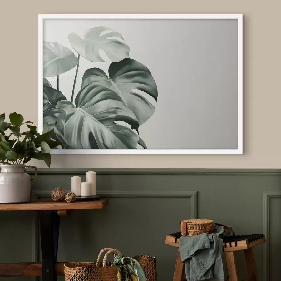 Fototapeedid Troopilised palmilehed, lilleline, realism, monstera f43508