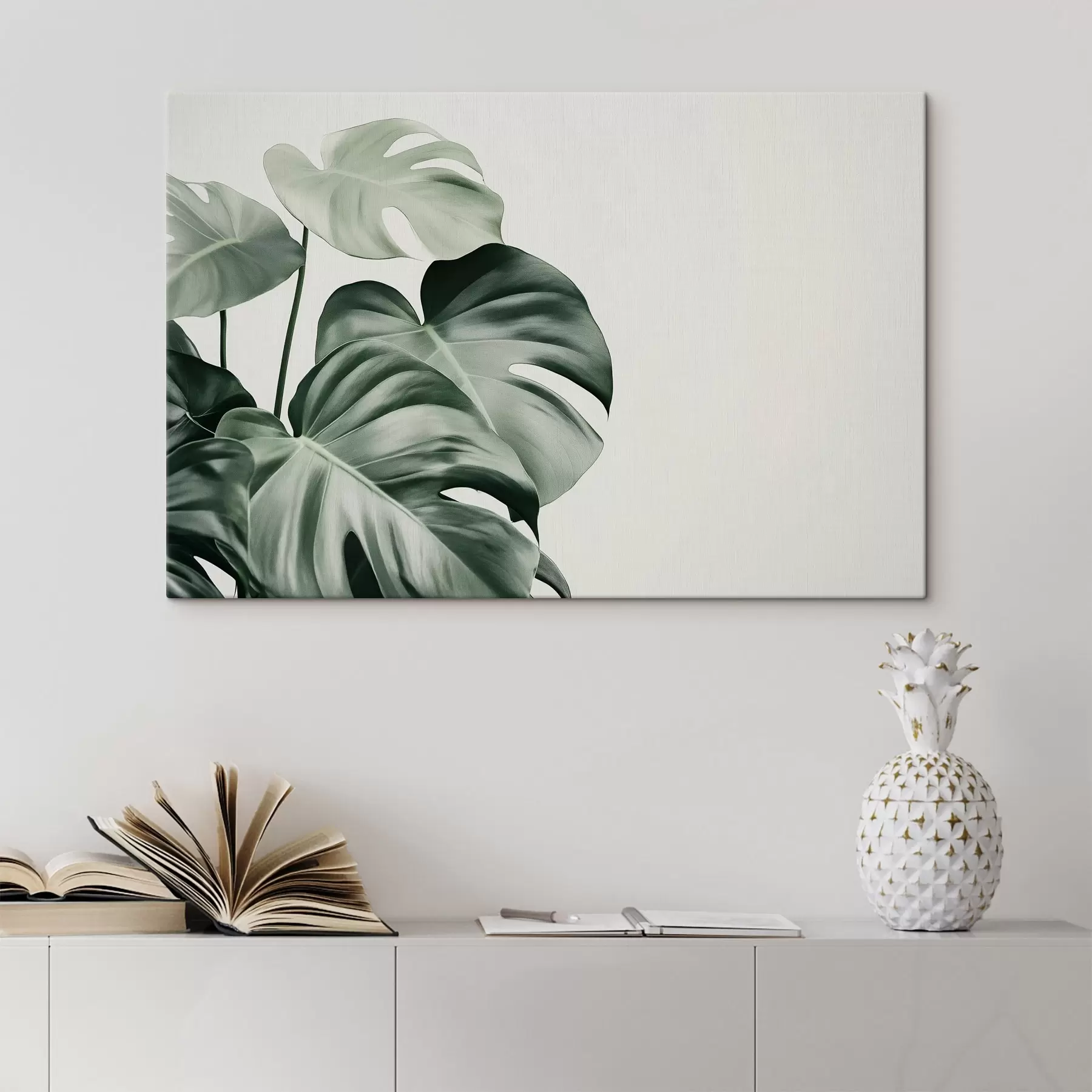 Fototapeedid Troopilised palmilehed, lilleline, realism, monstera s43508