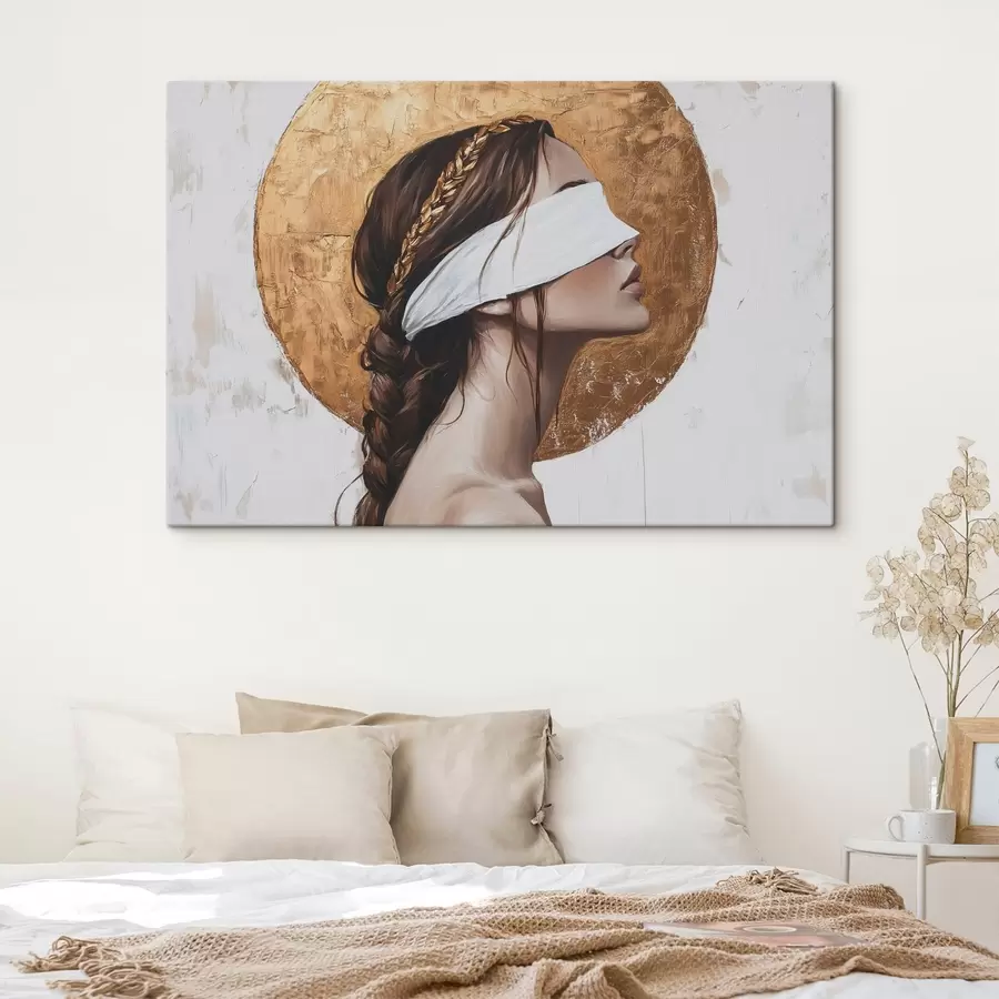 Pilt Naine sidemega silmade peal, Kreeka, akrüülstiilis joonistus s43502