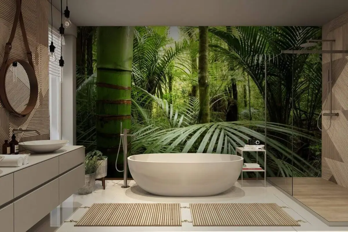 Fototapeedid Lopsakas rohelus tihedas metsas u56916