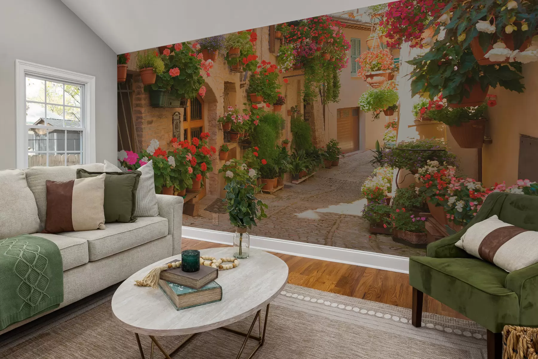 Fototapeedid Itaalia tänav, lilled u57180