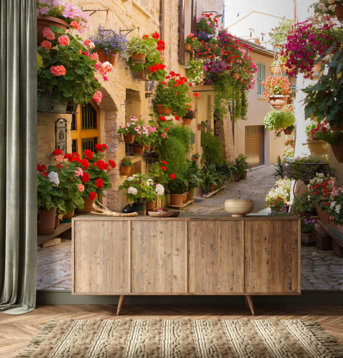 Fototapeedid Itaalia tänav, lilled u57180